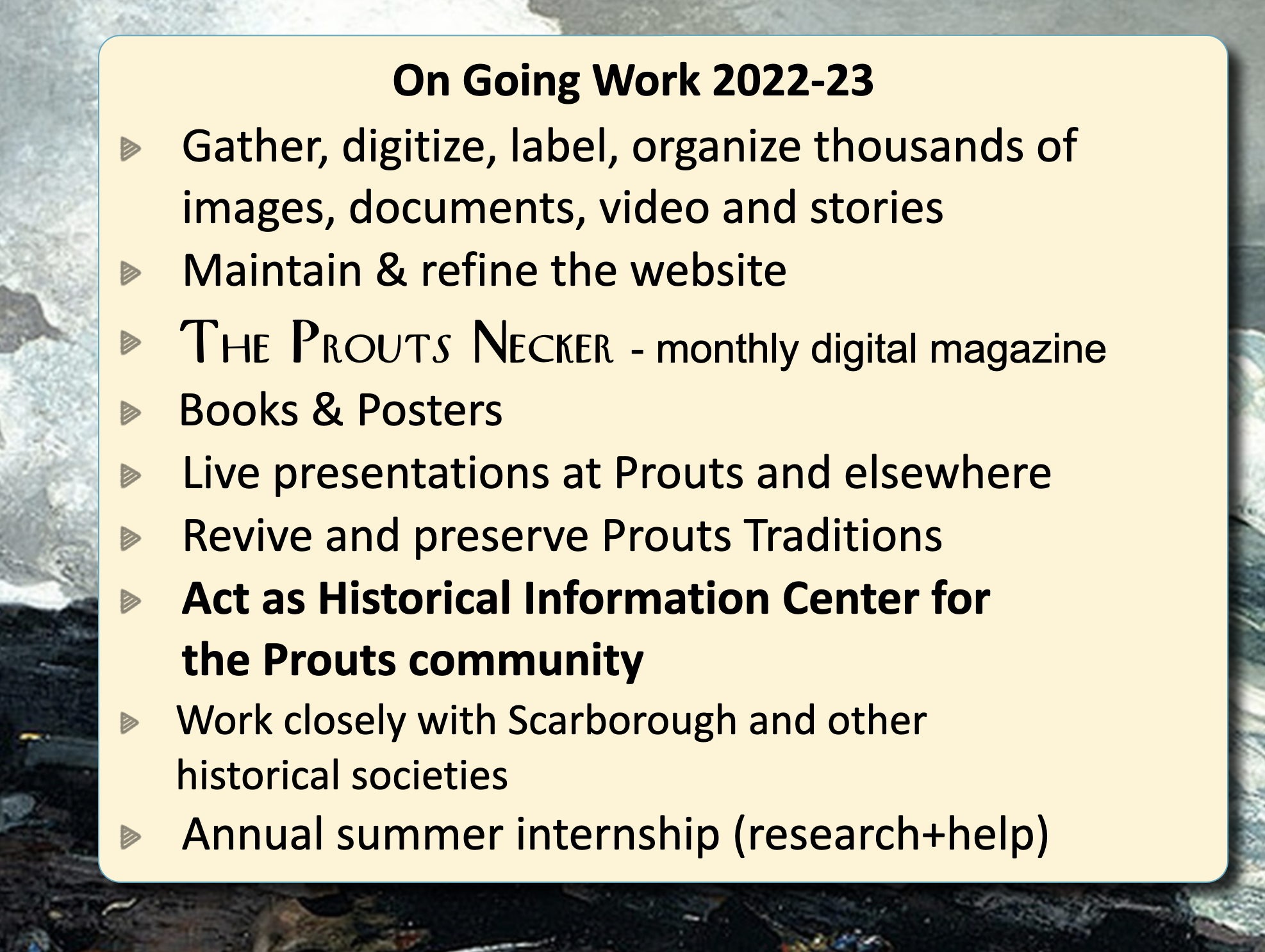 What we Do slide - work in 2020-21